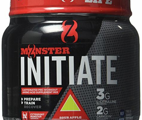 Cytosport Monster Initiate Nutritional Drink, Pre Workout Powder, Sour Apple Flavored, 600 Gram (30 Servings)