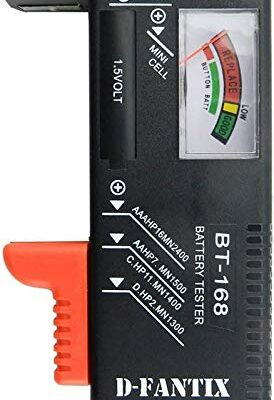 D-FantiX Battery Tester, Universal Battery Checker Small Battery Testers for AAA AA C D 9V 1.5V Button Cell Household Batteries Model BT-168