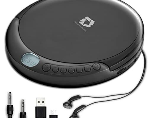 Deluxe Products CD Player Portable with 60 Second Anti Skip, Stereo Earbuds, Includes Aux in Cable and AC USB Power Cable for use at Home or in Car