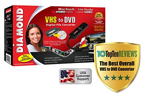 Diamond Multimedia VC500 One Touch VHS to Digital File, DVD Converter with Easy to use Software, Convert, Edit and Save For Win7,8,10,11