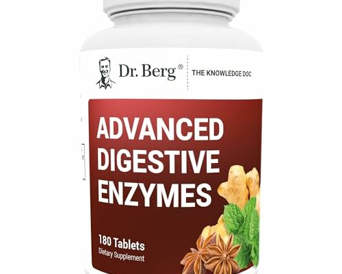 Dr. Berg Advanced Digestive Enzymes with Apple Cider Vinegar - includes Digestive Health Ingredients Like Betaine Hydrochloride (HCI), Ginger Root & Peppermint Leaf - 180 Tablets