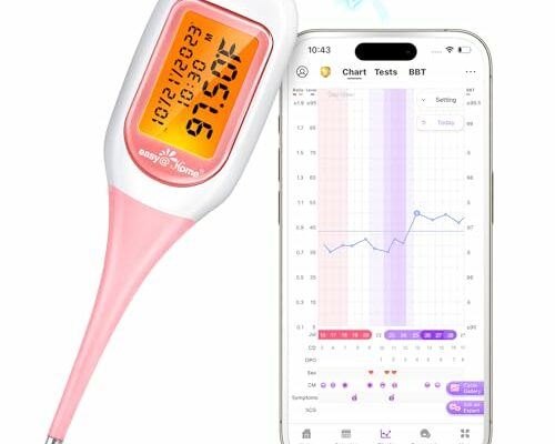 Easy@Home Smart Basal Thermometer, Large Screen and Backlit, FSA Eligible, Period Tracker with Premom(iOS & Android) - Auto BBT Sync, Charting, Coverline & Accurate Fertility Prediction EBT-300