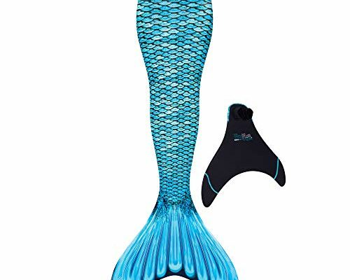 Fin Fun Mermaidens - Mermaid Tails for Swimming for Girls and Kids with Monofin, 10, Tidal Teal