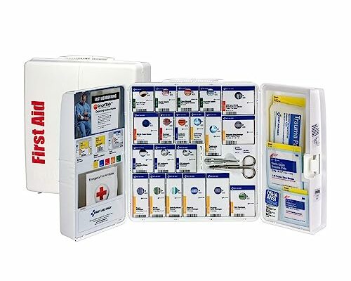 First Aid Only 1000-FAE-0103 50-Person SmartCompliance OSHA First Aid Kit for Businesses, Large Plastic First Aid Cabinet with Medications, 245 Pieces