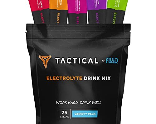 Fluid Tactical - Electrolyte Powder Packets, Accelerate Re-Hydration, Low Sugar, Electrolyte Drink Mix, Prevent Dehydration, Eliminate Cramps (Variety Pack)