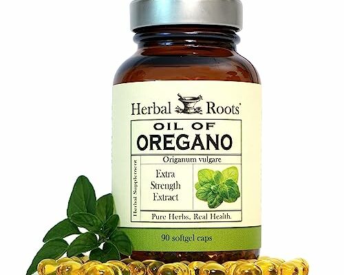 Herbal Roots Oil of Oregano - Made from Mediterranean Oregano Oil - 90 Easy to Swallow Softgel Capsules - Extra Strength 150mg