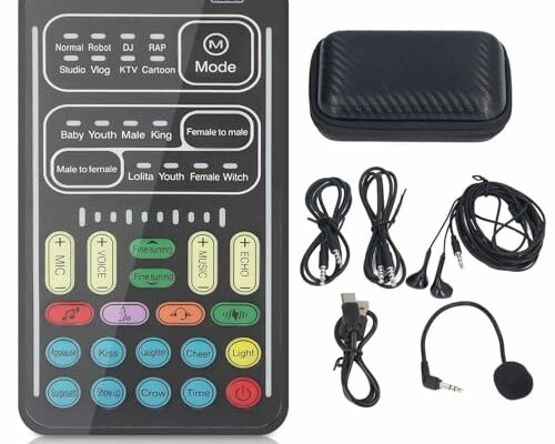 I9 Voice Changer Set, Mini Live Broadcast Voice Disguiser, Handheld Microphone Voice Changer, 8 Different Sounds/Sound Effects, for iOS, for Android(English Version)