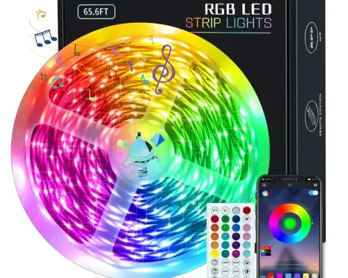 KEELIXIN 65.6ft LED Lights for Bedroom, Music Sync RGB LED Strip Lights with APP & Remote Control, Luces LED para Cuarto, Bluetooth LED Lights for Room, Home Decoration