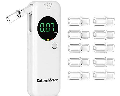 Ketone Breath Analyzer Professional Ketosis Breath Meter Portable Digital Ketosis Breath Tester for Ketosis Tracking with 10 Replaceable Mouthpieces