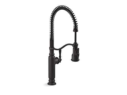 KOHLER 77515-BL Tournant Semi-Professional Pull-Down Kitchen Sink Faucet, Commercial Kitchen Faucet with Pull Down Sprayer, Matte Black