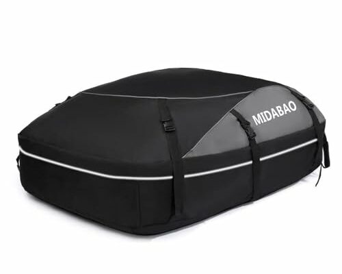 MIDABAO 20 Cubic Waterproof Duty Car Roof Top Carrier-Car Cargo Roof Bag Car Roof Top Carrier - Waterproof & Coated Zippers- includes Anti-Slip Mat- for Cars with or without Racks (20 Cubic Feet)