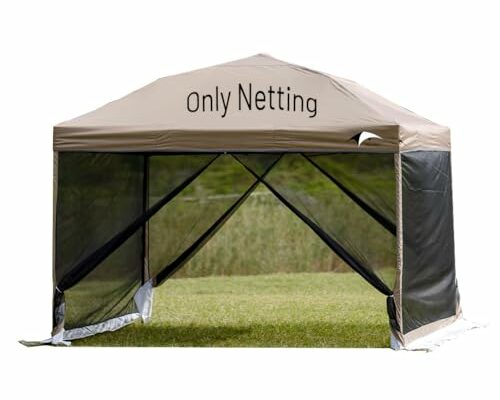 MQoutdoor 10x10 Mosquito Netting for Canopy, Pop up Tent Mesh Screen Side Walls, with Zipper Door and Widen Wind Deflector, 4 in 1