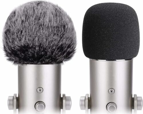 PEMOTech 2PCS Blue Yeti Pop Filter, Professional Microphone Pop Filter Windscreen, Foam Windscreen & Furry Windscreen Microphone Cover Designed for Yeti Mic and Blue Yeti Pro USB Microphone