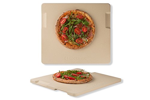 Pizza Stone Baking & Grilling Stone, Perfect for Oven, BBQ and Grill. Innovative Double - faced Built - in 4 Handles Design (14" x 16" x 0.67" Rectangular)