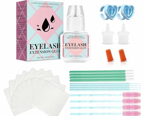 Sensitive Eyelash Glue Kit, Cluster Lash Glue| 2-３ Weeks Long Lasting | Strong Hold | Waterproof | Low Fume Eyelash Glue for Self Application and Professional Use (5ml, Black)