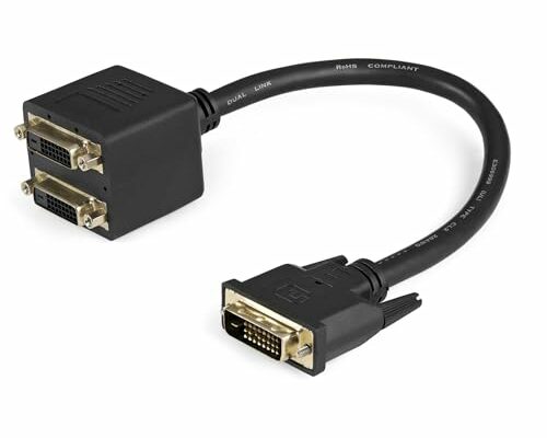 StarTech.com 1ft DVI Splitter Cable - M / F - DVI-D to 2x DVI-D Dual Video Splitter for Your Split Screen Computer Monitor (DVISPL1DD), Black