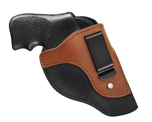 Suede Leather IWB 38 Special Holster, Concealed Carry for Taurus 85 50 - Ruger SP101, LCR - Charter - S&W Bodyguard- J Frame - .38 Snub Nose Airweight Holsters (Right Hand - Inside Waistband)