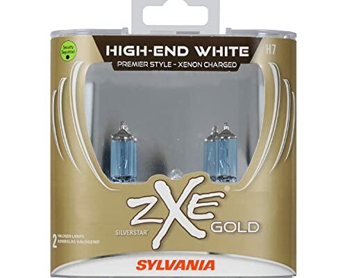 SYLVANIA - H7 (64210) SilverStar zXe GOLD High Performance Halogen Headlight Bulb - Headlight & Fog Light, Bright White Light Output, Best HID Alternative, Xenon Charged Technology (Contains 2 Bulbs)