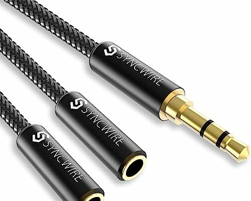 Syncwire Headphone Splitter, Nylon-Braided Extension Cable Audio Stereo Y Splitter (Hi-Fi Sound), 3.5mm Male To 2 Ports 3.5mm Female Headset Splitter for Phone, PS4, Switch, Tablets & More