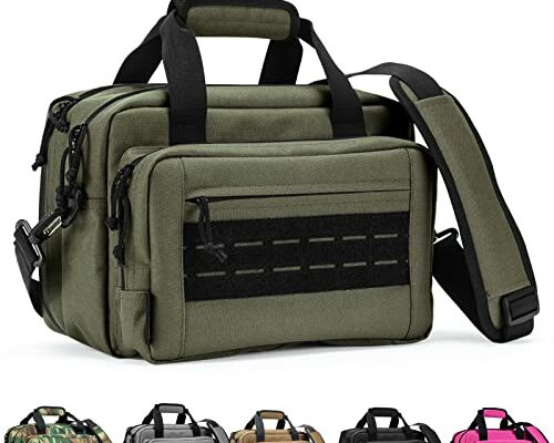 VEAGIA Range Bag,Pistol Case,Gun Range Bags For Handguns And Ammo Pouch 2 Pistols Soft Carrying Shooting Bag (Army green 1.0)