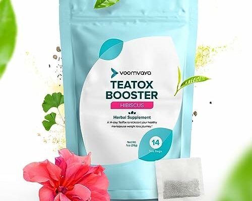 VoomVaya TeaTox Booster Senna Tea - 14-Day Detox Tea for Bloating Relief, Detox Cleanse, Mood Boost - Hibiscus Flavor