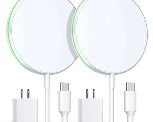 2 Pack Magnetic Wireless Charger 15W Apple Mag-Safe Charger with 20W Adapter for iPhone 16/15/14/13/12 Pro/Max/Plus/Mini AirPods 3/2/Pro 2/Pro Mag Safe Wireless Charging Pad with 5ft Charging Cable