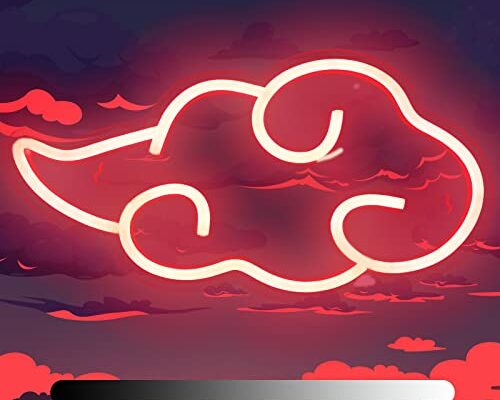 Anime Neon Sign, LED Red Cloud Neon Signs for Wall Decor, Dimmable Gaming Neon Sign Wall Signs USB Night Neon Light for Bedroom Game Room Man Cave Party, Gifts for Your Son, Boyfriend(12x7in)