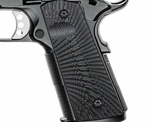 Cool Hand 1911 Grips, Magwell Cut, Full Size(Government/Commander), Sunburst Texture,G10, Ambi Safety Cut Grey/Black