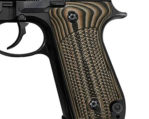 Cool Hand G10 Grips for Beretta 92S, Aggressive Checkered Texture, Black Gun Grips Screws Included, Thickness 1/4", Coyote Color