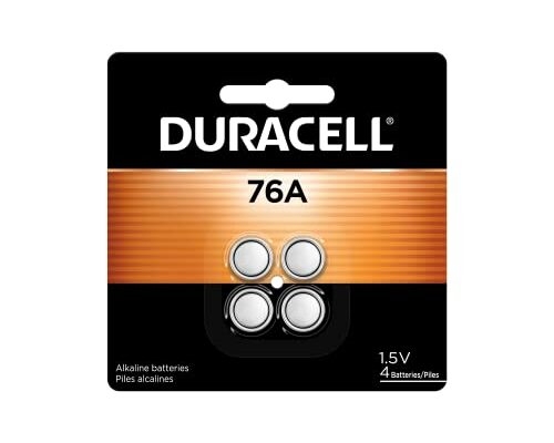 Duracell 76A 1.5V Alkaline Batteries, 4 Count Pack, 76A 1.5 Volt Battery, equivalent to LR44, A76, PX76A, V136A, AG13, and L1154 battery types