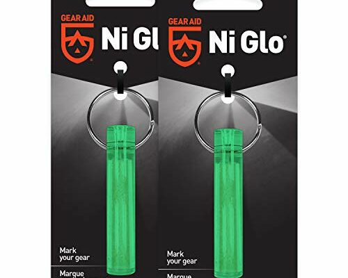 GEAR AID Ni Glo, 2” Glowing Keychain for Camping, Scuba and Night Fishing, Green, 2-pk