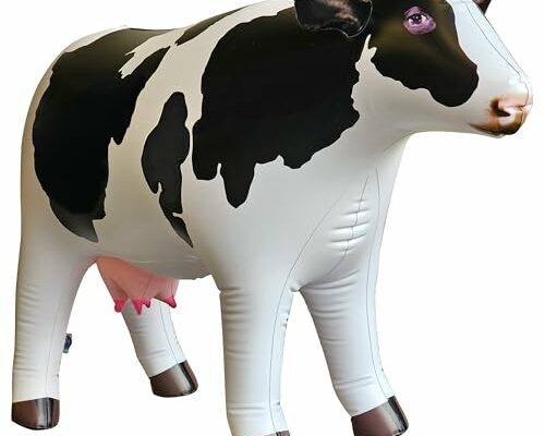 Jet Creations 37" Long Inflatable Cow Toys, Milk White Lifelike Blow-Up Cow Toy Figure for Decoration or Play, Livestock Theme Party, Pool, Birthday, VBS, Photo Prop, Easy to Inflate, 1 pc