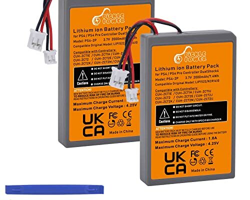 Pickle Power 2 Pack 2000mAh PS4 Controller Battery Replacement for Sony PS4/PS4 Pro/PS4 Slim PlayStation 4 Dualshock 4 Controller CUH-ZCT1E CUH-ZCT1H CUH-ZCT1U CUH-ZCT2 CUH-ZCT2U