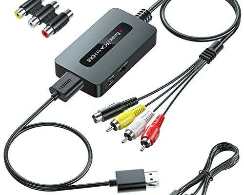 RCA Svideo to HDMI Converter with HDMI Cable(RCA and Svideo Integrated), RCA S-Video HDMI Converter, CVBS Composite AV to HDMI Converter