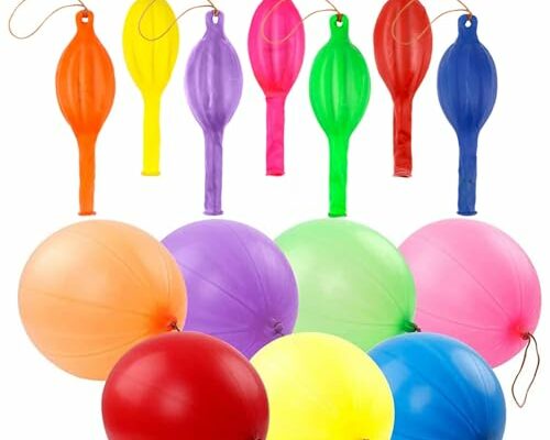 RUBFAC 36 Punch Balloons Punching Balloon Heavy Duty Party Favors For Kids, Bouncy Balls with Rubber Band Handle for Birthday Party, Goodie Bag