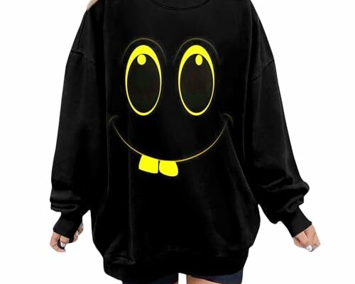 Sweat Suits For Womens 2 Piece, Fashion Hoodies & Sweatshirts Emoji Printed Pullover Crewneck Sweatshirts Long Sleeve Matching Hoodies Wearable Blanket Gothic Hoodie Sweaters (XXL, Fluorescent Green)