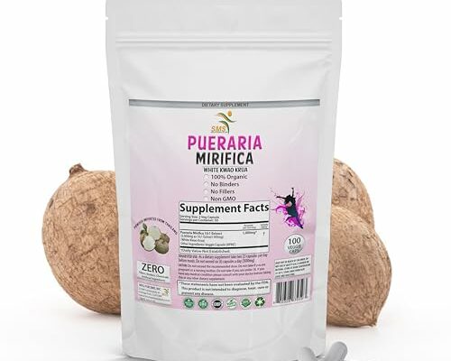 100 Caps Pueraria Mirifica Extract Powder, 100% 10:1 Potent, Organic, 2000mg Daily Non GMO from Thailand, Premium Quality, Vegan