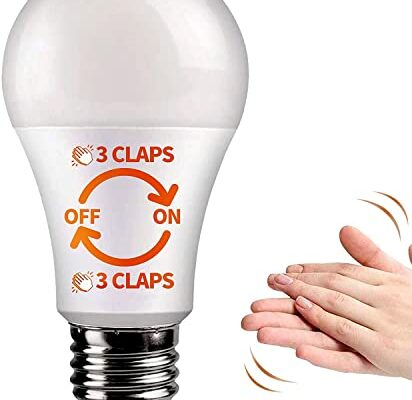 3 Claps Light Control Bulb for Bedroom Table Lamp Upgrade, Sound Activated ON/Off Solution, Clap Detection, Smart Home, As Seen On TV, Soft White, 8-Watt