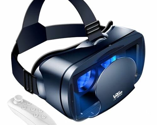 3D VR Headset for Cellphone, Adjustable Virtual Reality 3D VR Glasses Headset Helmets, Compatible 5.0-7.0 inch iPhone & Android with Controller, for Watching 3D VR Content (Black)