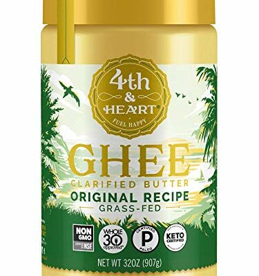 4th & Heart Original Grass-Fed Ghee, Clarified Butter, Keto, Pasture Raised, Lactose and Casein Free, Certified Paleo (32 Ounces)