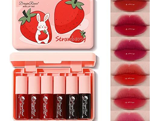 6 Colors Lip Tint Stain Set, Korean Velvet Watery Lip Stain Moisturizing Mini Liquid Lipstick, Multi-use Lip and Cheek Tint, Long lasting Non-Stick Cup Waterproof, Lip Color Makeup