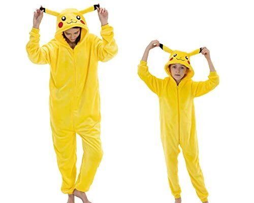 AILMQYJL Snug Fit Unisex Adult Onesie Pajamas, Flannel Cosplay Cartoon One Piece Halloween Costume hooded Sleepwear Homewear Yellow