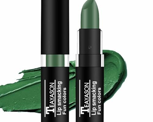 AKARY Green Matte Lipstick Long Lasting Lip Gloss, Makeup Camo Face Paint Goth Lipstick Cream-blendable Stick, Body Paint Professional Foundation Makeup, Cosmetics Gift for Halloween Party Cosplay