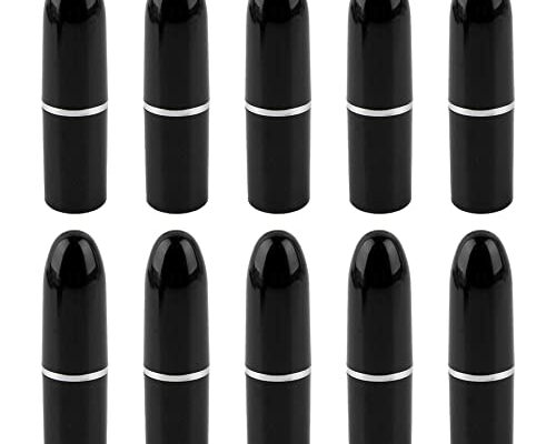 AUEAR, Empty Lip Balm Lipstick Tubes Container Bullet Shape for Lipstick Lip Balm DIY (Black, 10 Pack)