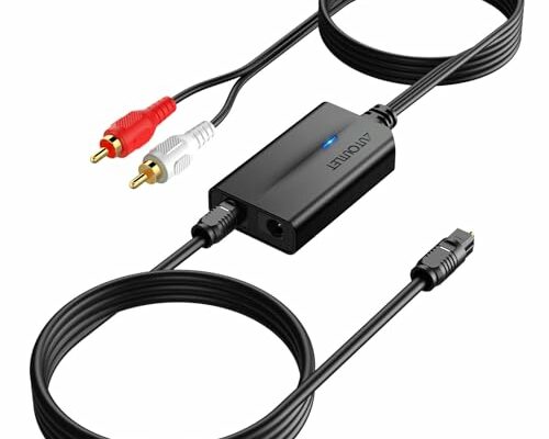 AUTOUTLET 192kHz DAC Digital to Analog Audio Converter 7ft/2.1m Digital Audio Optical to RCA Male Cable for HDTV, DVD, Blu-Ray Players and Game Consoles