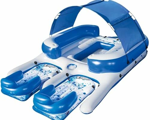 Bestway CoolerZ Tropical Breeze III Inflatable 8-Person Floating Island with UV Sun Shade and Connecting Lounge Rafts