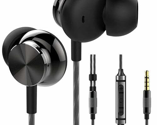 Betron BS10 Earphones Wired Headphones in Ear Noise Isolating Earbuds with Microphone and Volume Control Powerful Bass Driven Sound, 12mm Large Drivers, Ergonomic Design