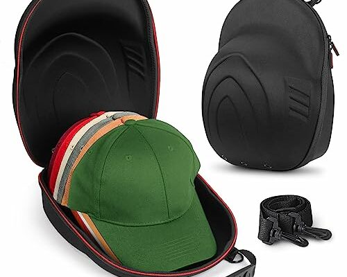 Bjabtan Hard Hat Case for Baseball Caps, Baseball Hat Organizer with Carrying Handle & Shoulder Strap, Hat Carrier Case for Travel, Baseball Hat Organizer Holder for 6 Baseball Caps, Father Day Gifts