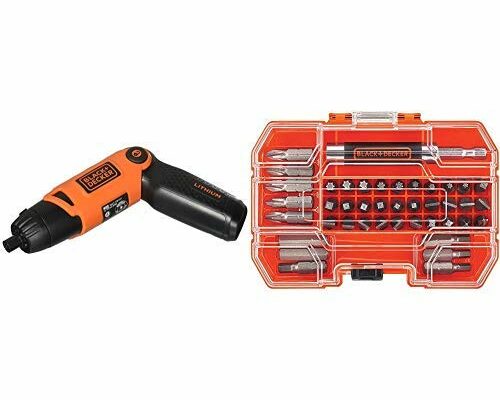 BLACK+DECKER Li2000 3.6-Volt 3 Position Rechargeable Screwdriver Orange/Black with BLACK+DECKER BDA42SD 42-Piece Standard Screwdriver Bit Set