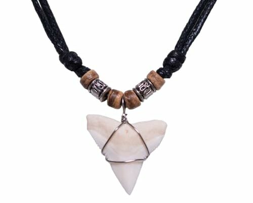 BlueRica Shark Tooth on Adjustable Black Cord Necklace (3U)